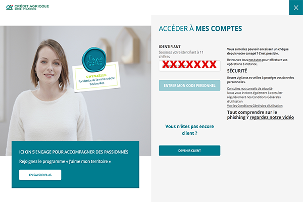 Interface de connexion CA Brie Picardie