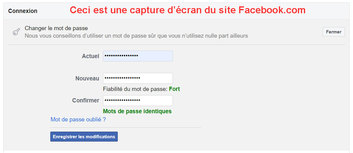 Changer son mot de passe Facebook