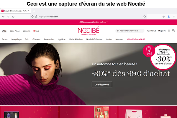 Site internet Nocibé