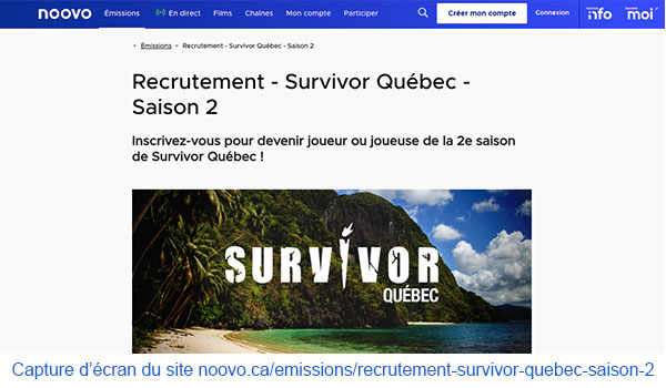 Guide d'inscription au casting Survivor Québec