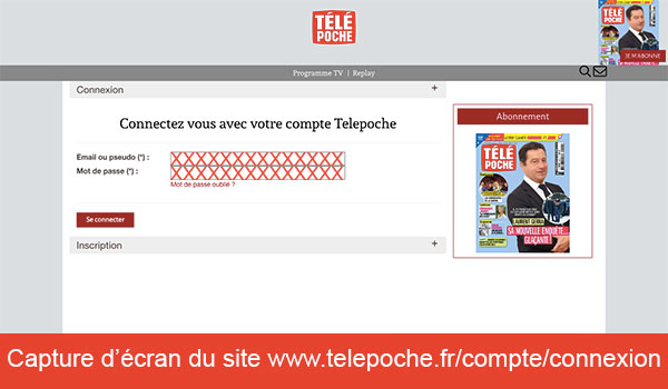 S'authentifier à mon compte TéléPoche